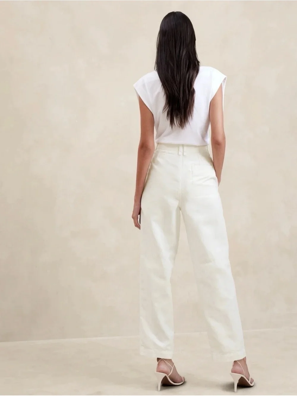 Banana Republic Mya Cargo Pant Womens 8 Cream White Linen Cotton Relaxed